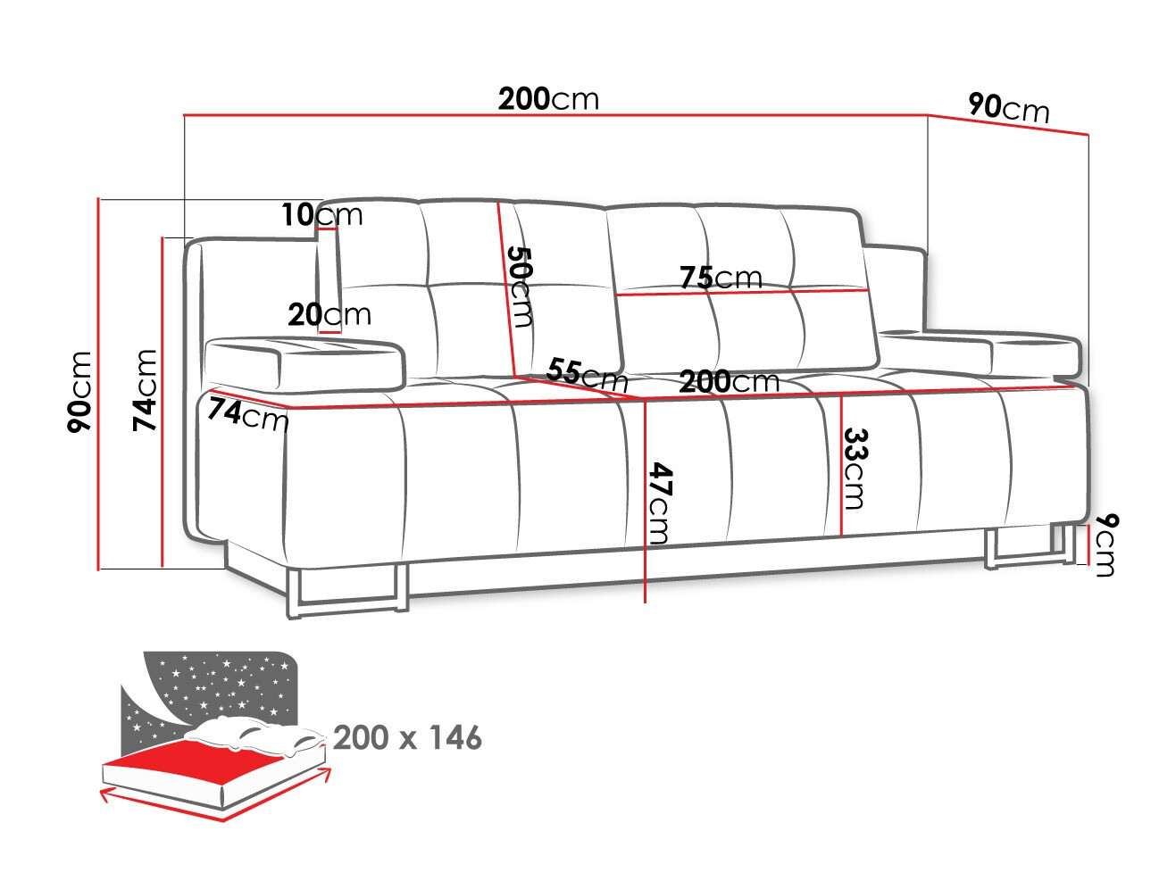 Slaapbank Columbus 151 (Lux 11)