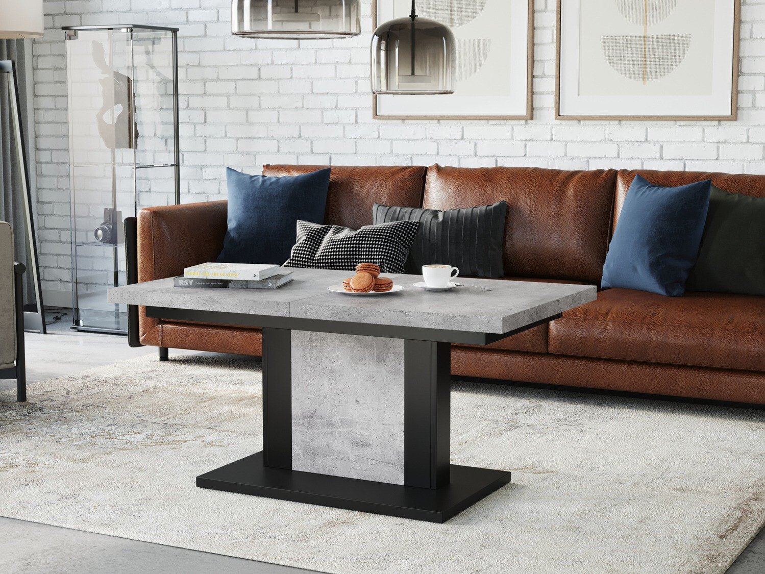 Transformeerbare salontafel Glendale 103 (Beton + Zwart)