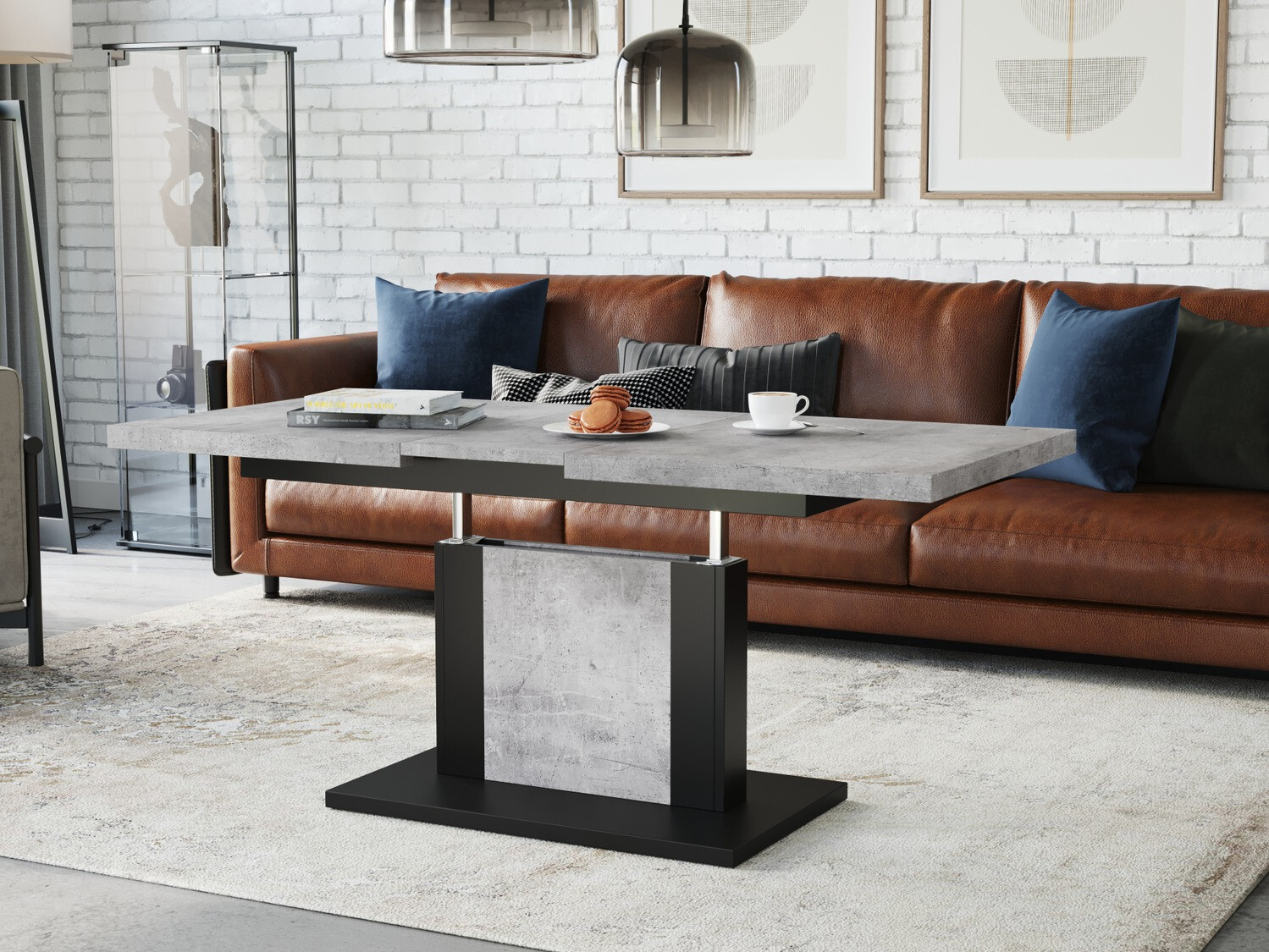 Transformeerbare salontafel Glendale 103 (Beton + Zwart)