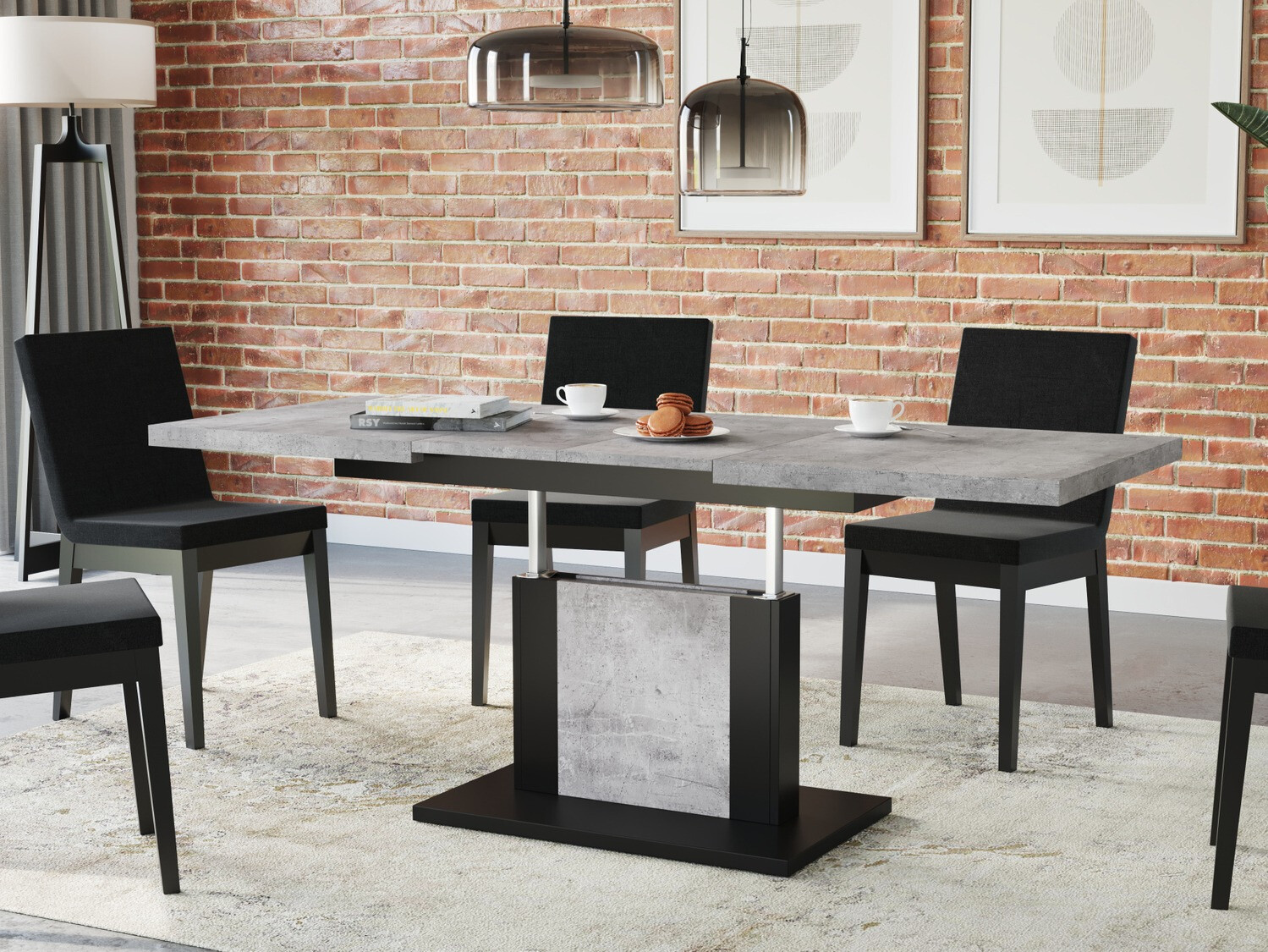 Transformeerbare salontafel Glendale 103 (Beton + Zwart)