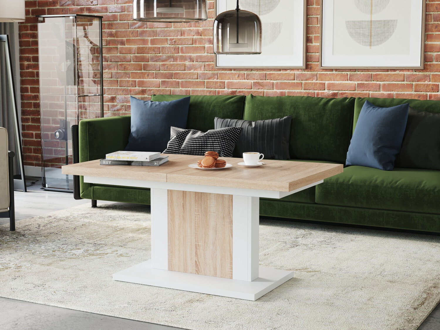 Transformeerbare salontafel Glendale 103 (Sonoma eik + Wit)