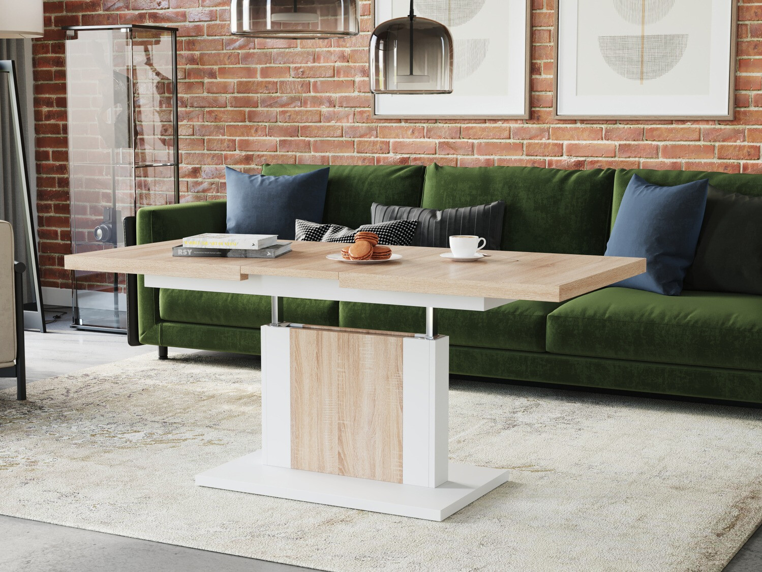 Transformeerbare salontafel Glendale 103 (Sonoma eik + Wit)