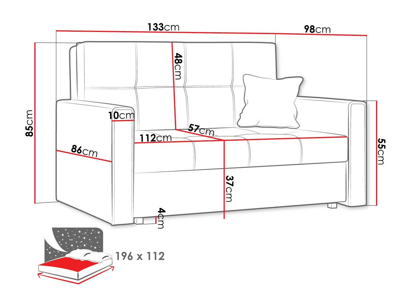 Slaapbank Columbus 105 (Spirit 03)