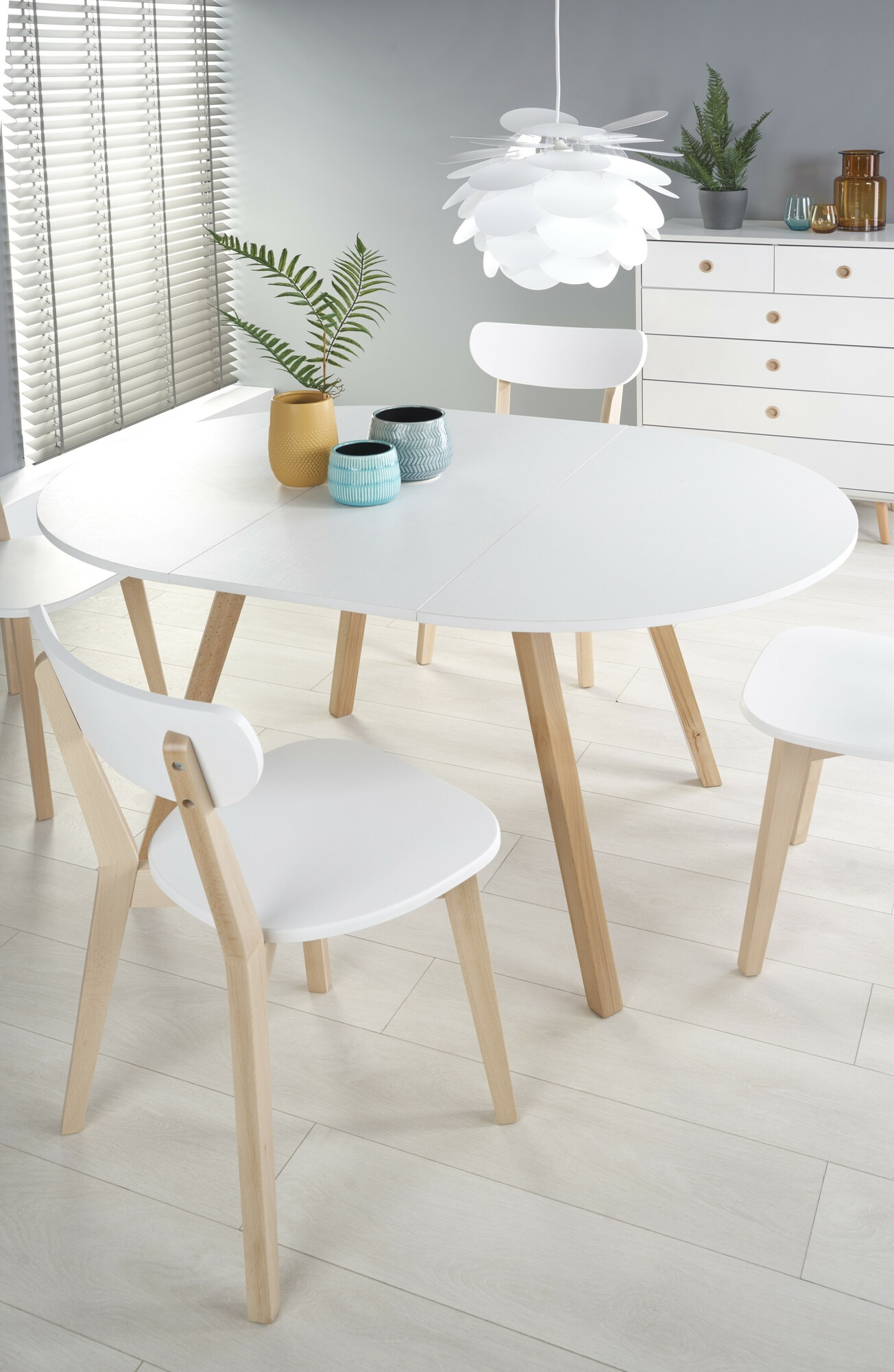 Tafel Houston 981 (Glanzend wit + Eiken)