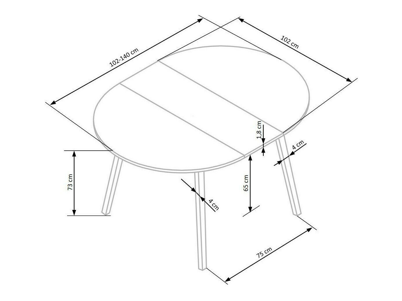 Tafel Houston 981 (Glanzend wit + Eiken)