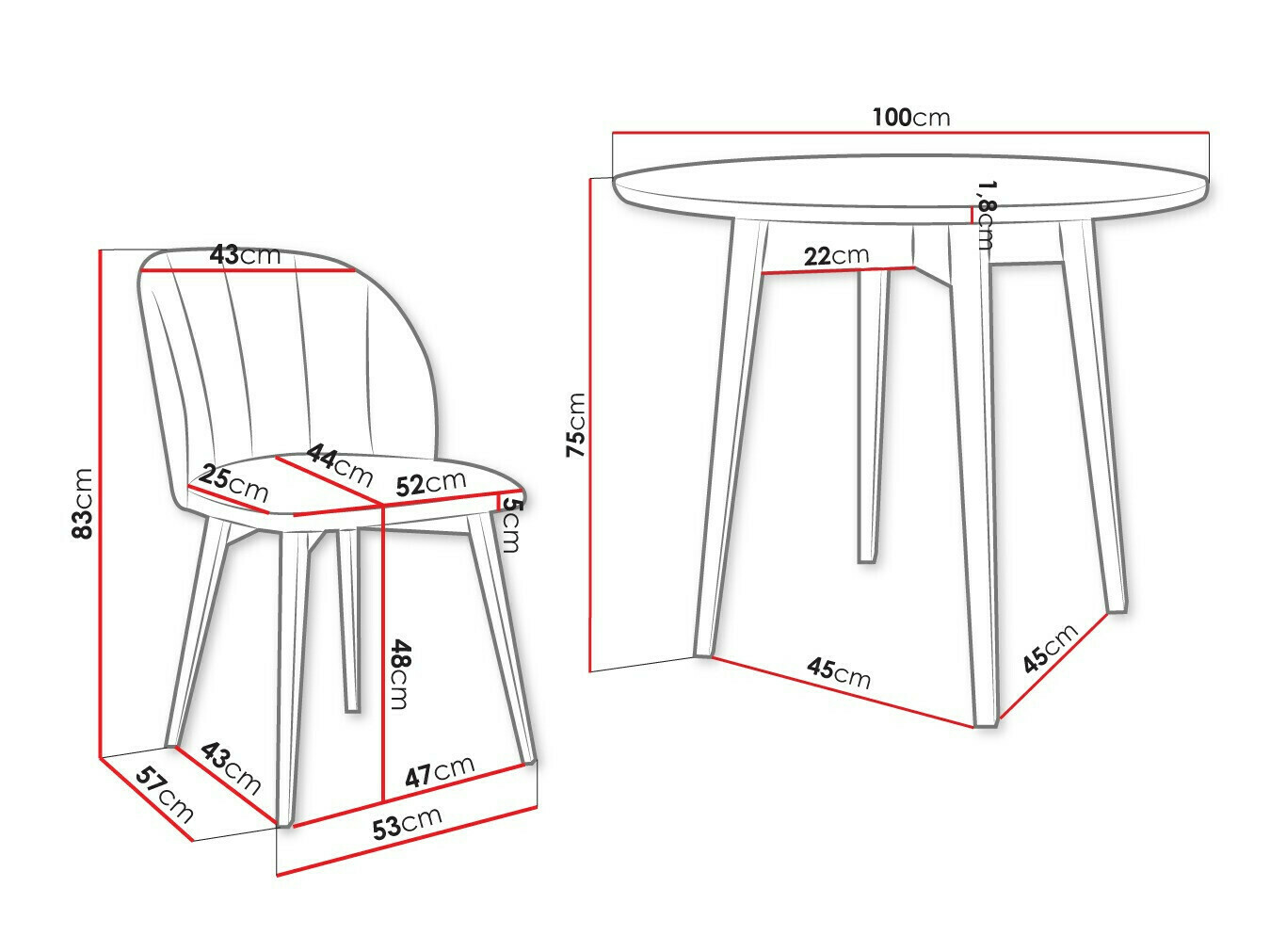 Eetkamerset Racine 127 (Zwart + Magic Velvet 2219)
