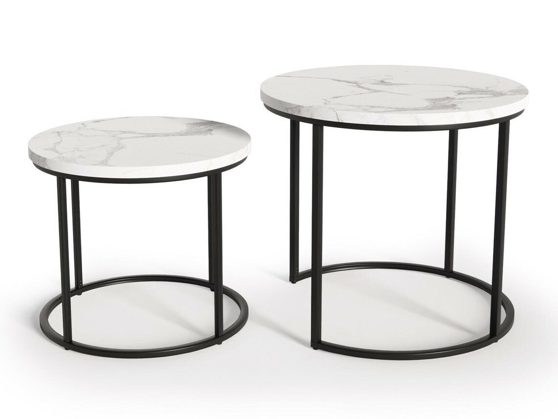 Salontafel set Houston 951 (Wit marmer + Zwart)
