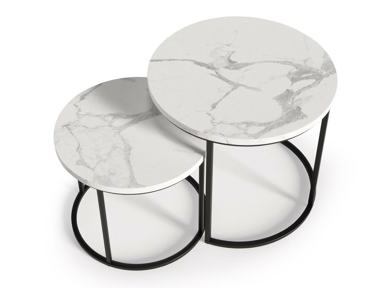 Salontafel set Houston 951 (Wit marmer + Zwart)