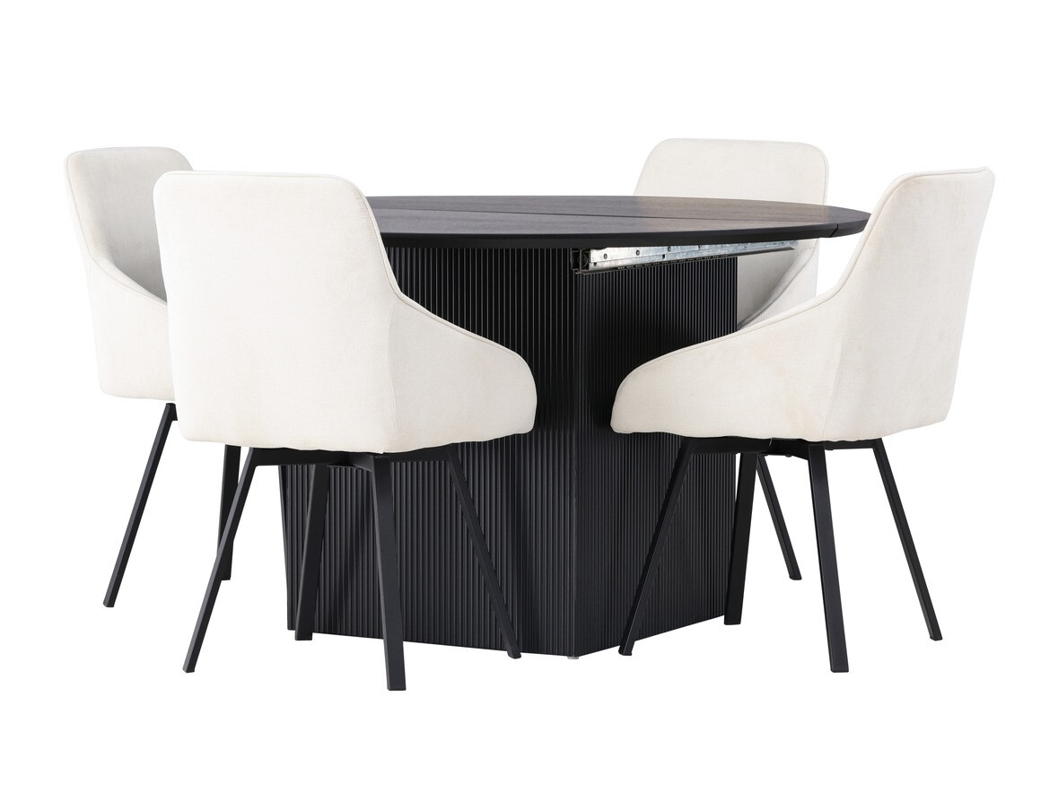 Eetkamerset Dallas 4335 (Zwart + Beige)