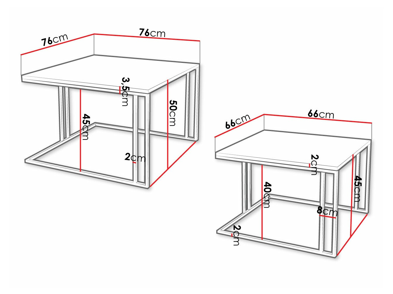 Salontafel set Oswego 110 (Wit + Zwart)
