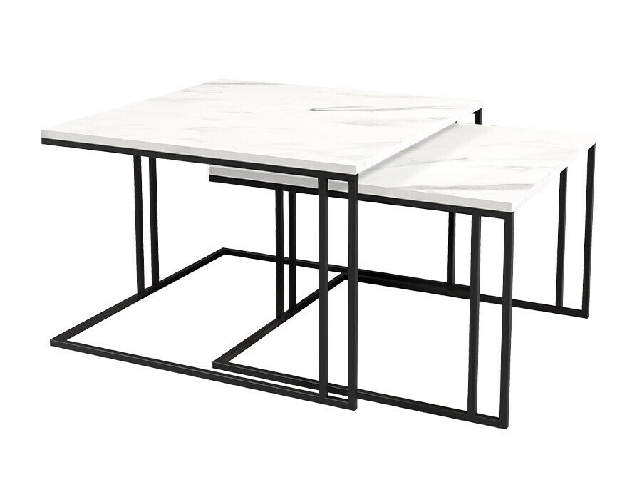 Salontafel set Oswego 110 (Wit marmer + Zwart)