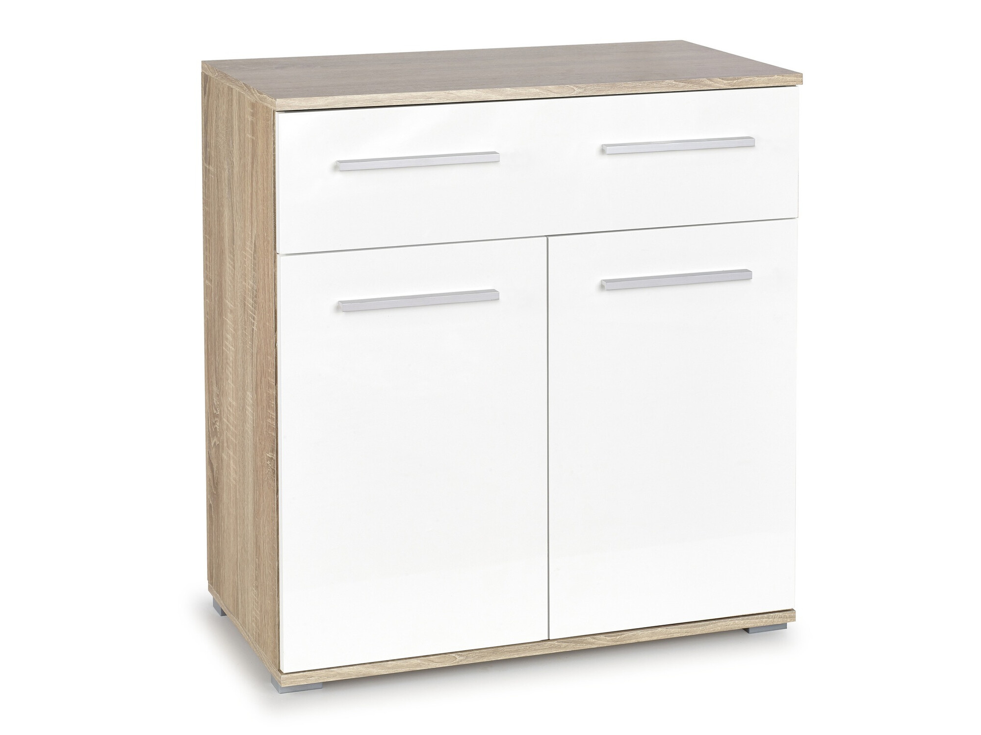 Ladekast Cirveso 100 (Sonoma eik + Glanzend wit)