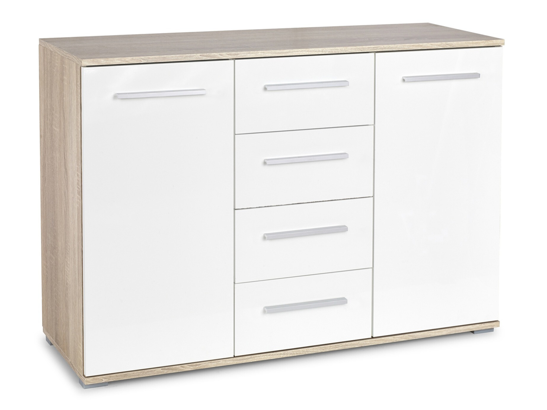 Ladekast Cirveso 103 (Sonoma eik + Glanzend wit)