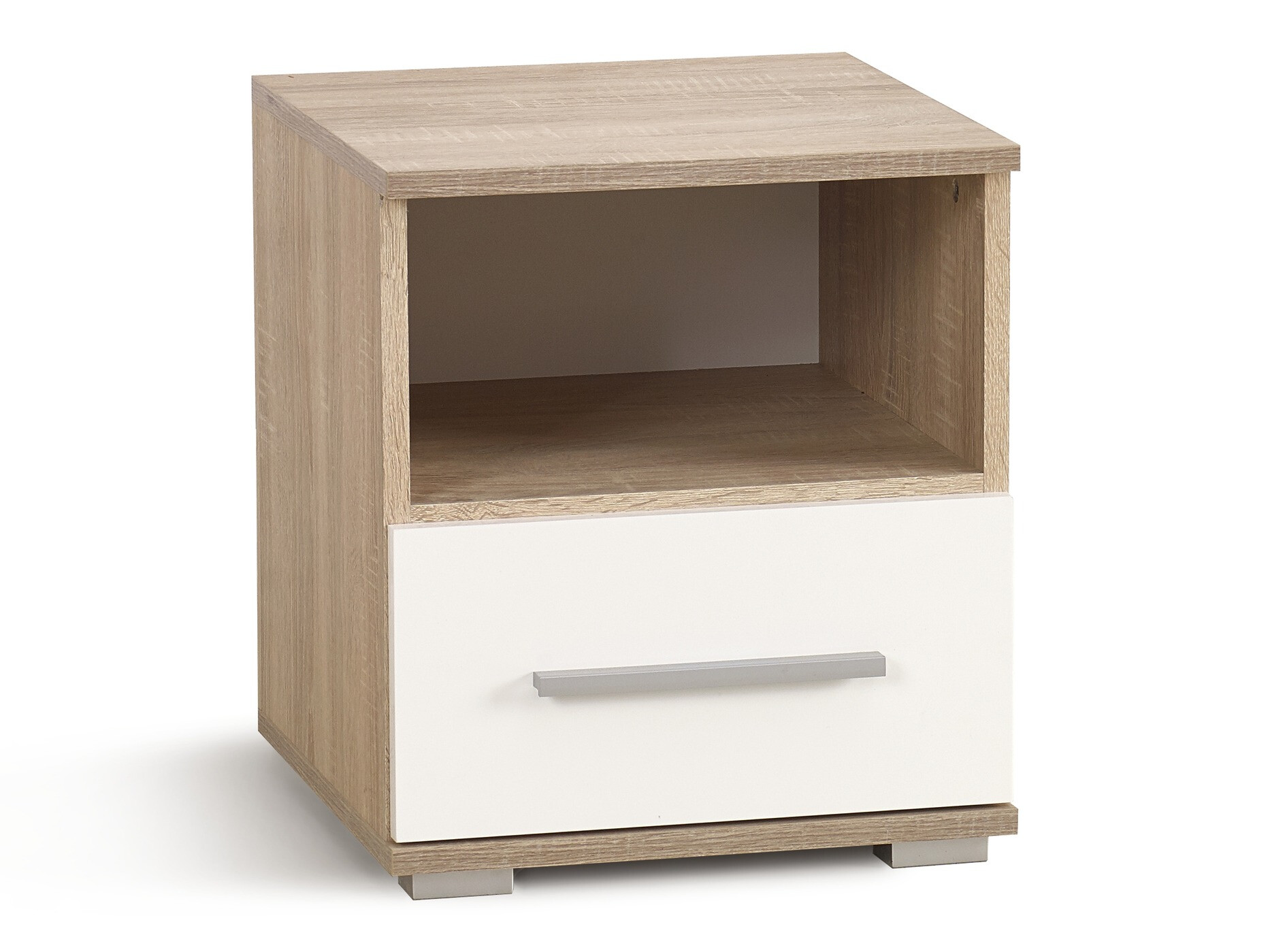 Nachtkastje Cirveso 111 (Sonoma eik + Glanzend wit)