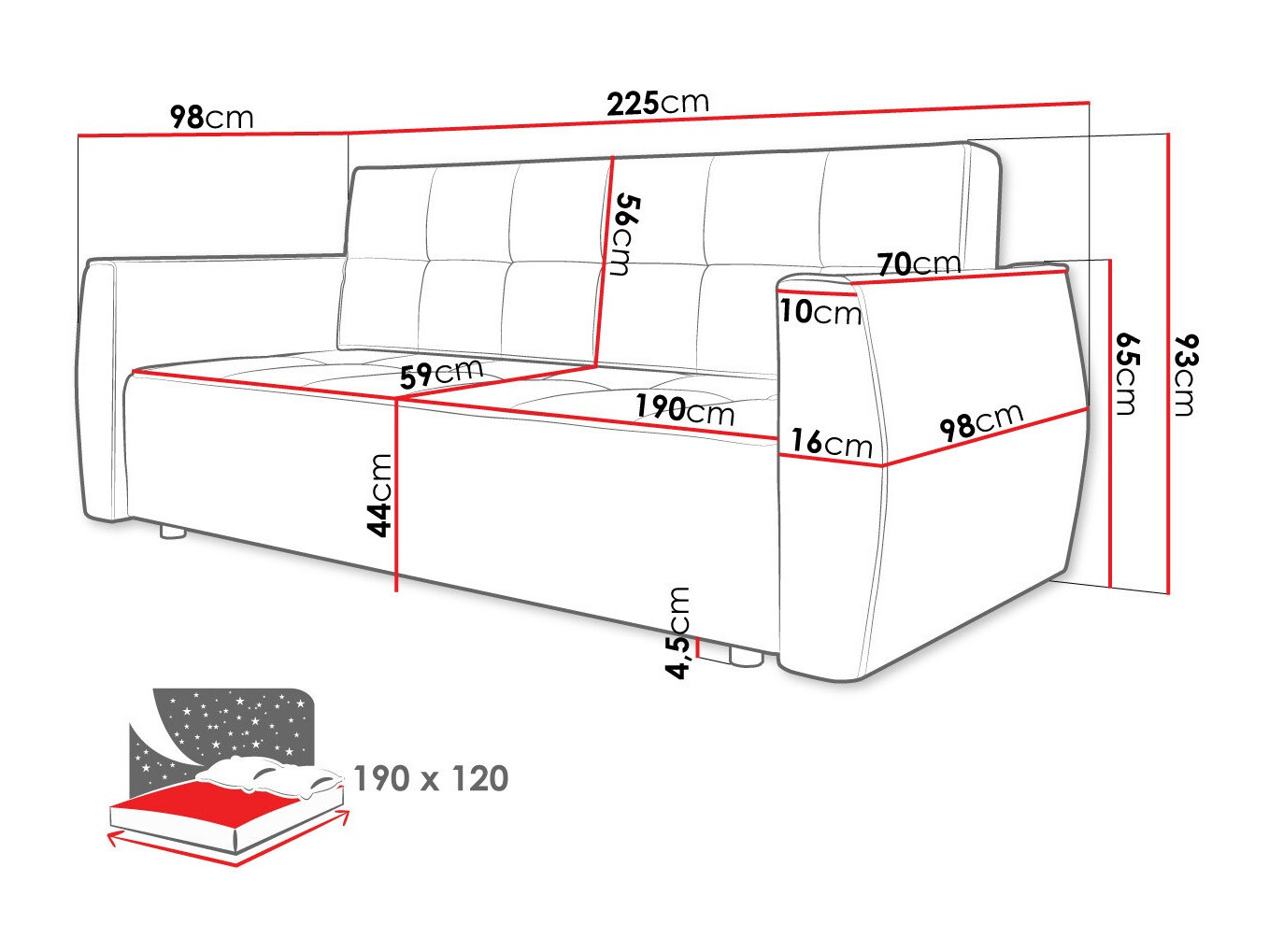 Slaapbank Edinburg 107 (Poso 100 + Paros 01)