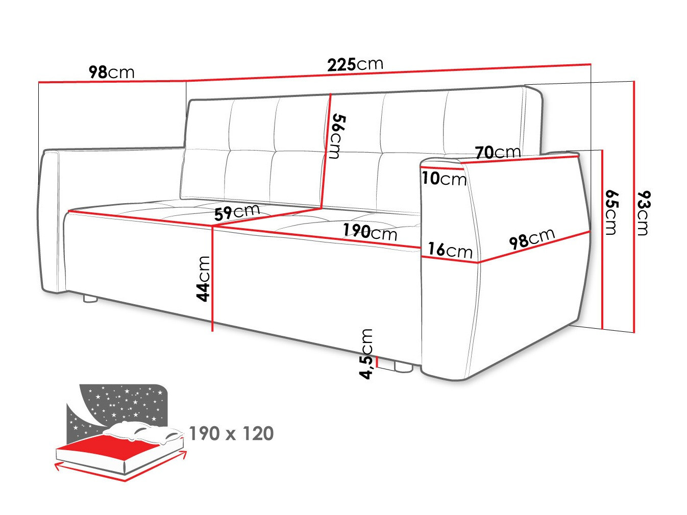Slaapbank Edinburg 107 (Poso 55 + Paros 05)