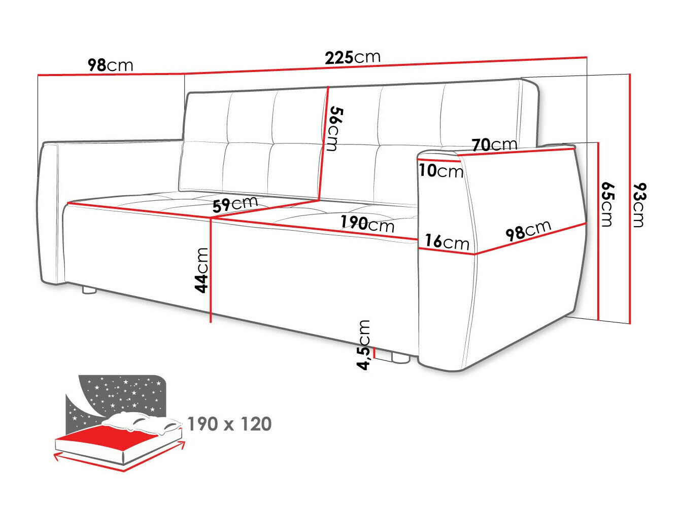 Slaapbank Edinburg 107 (Poso 14 + Kronos 14)