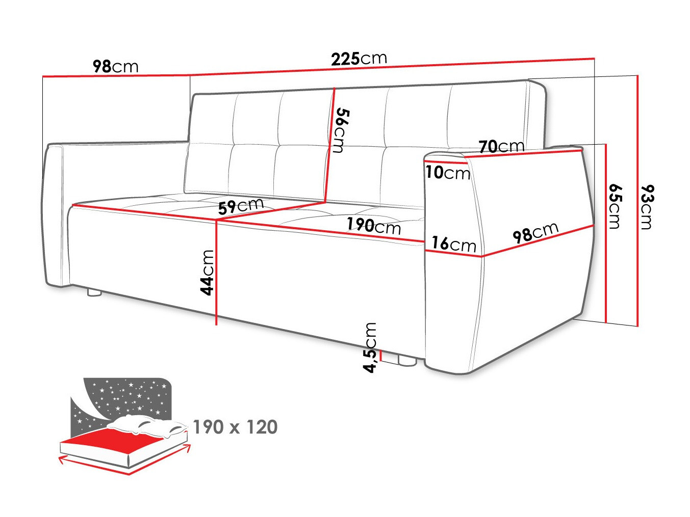 Slaapbank Edinburg 107 (Poso 22 + Kronos 22)