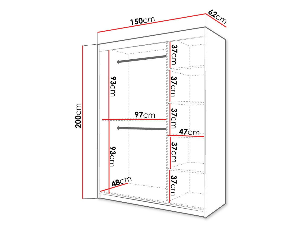 Kledingkast Hartford 474 (Wit)