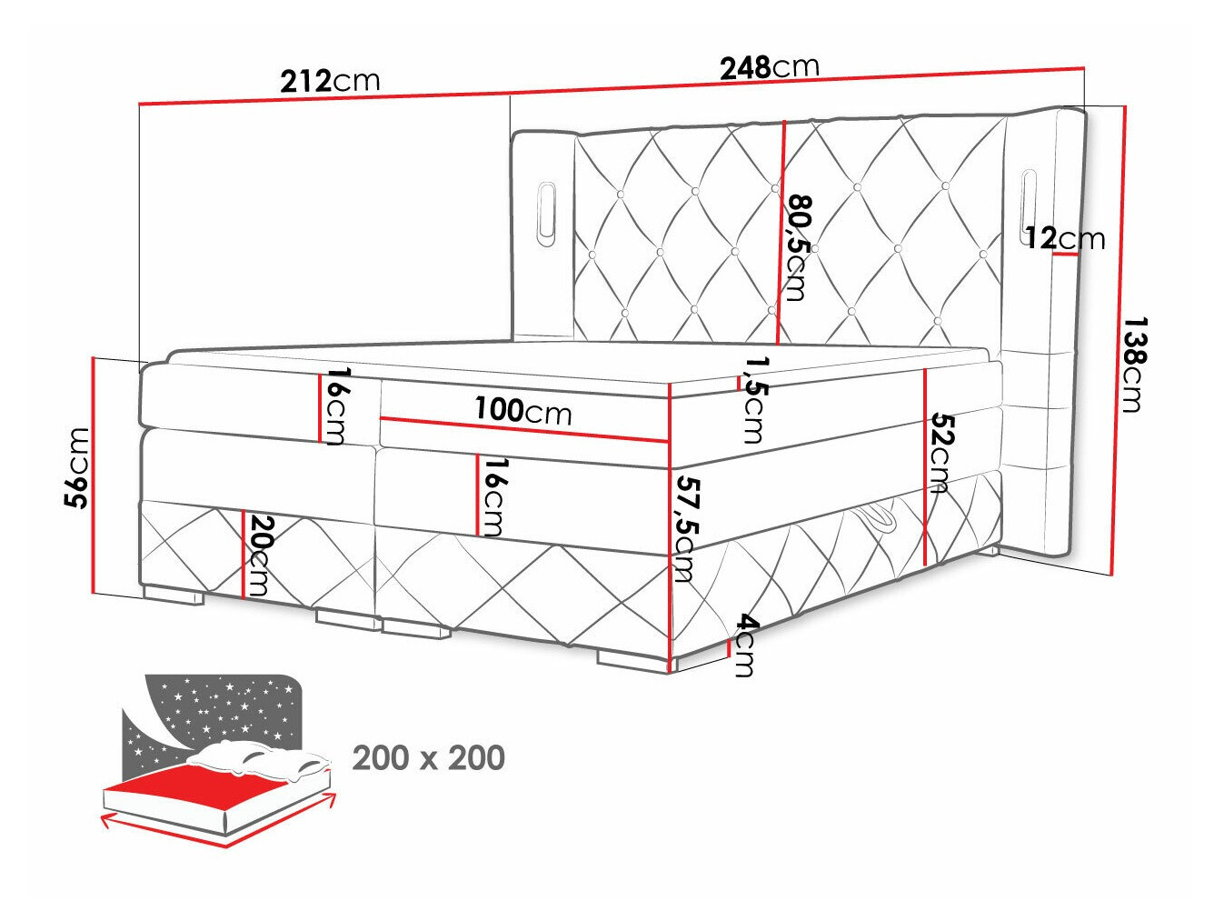 Boxspring Baltimore 187 (Kameleon 04)