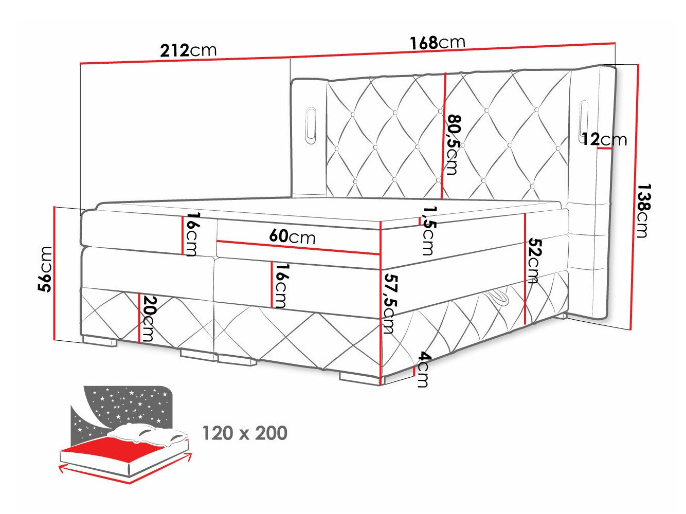 Boxspring Baltimore 187 (Kameleon 48)