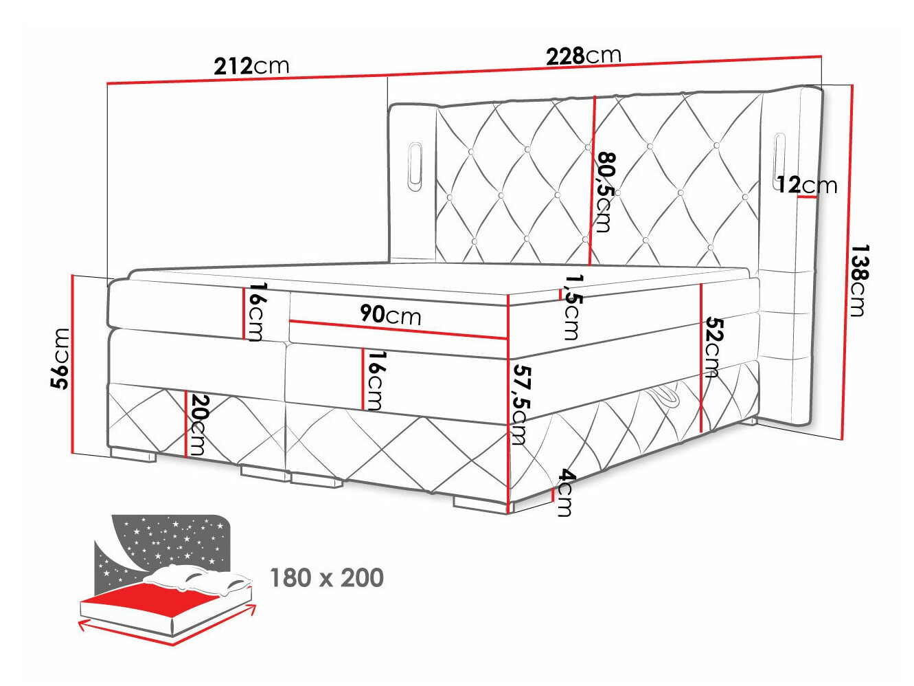 Boxspring Baltimore 187 (Kameleon 48)