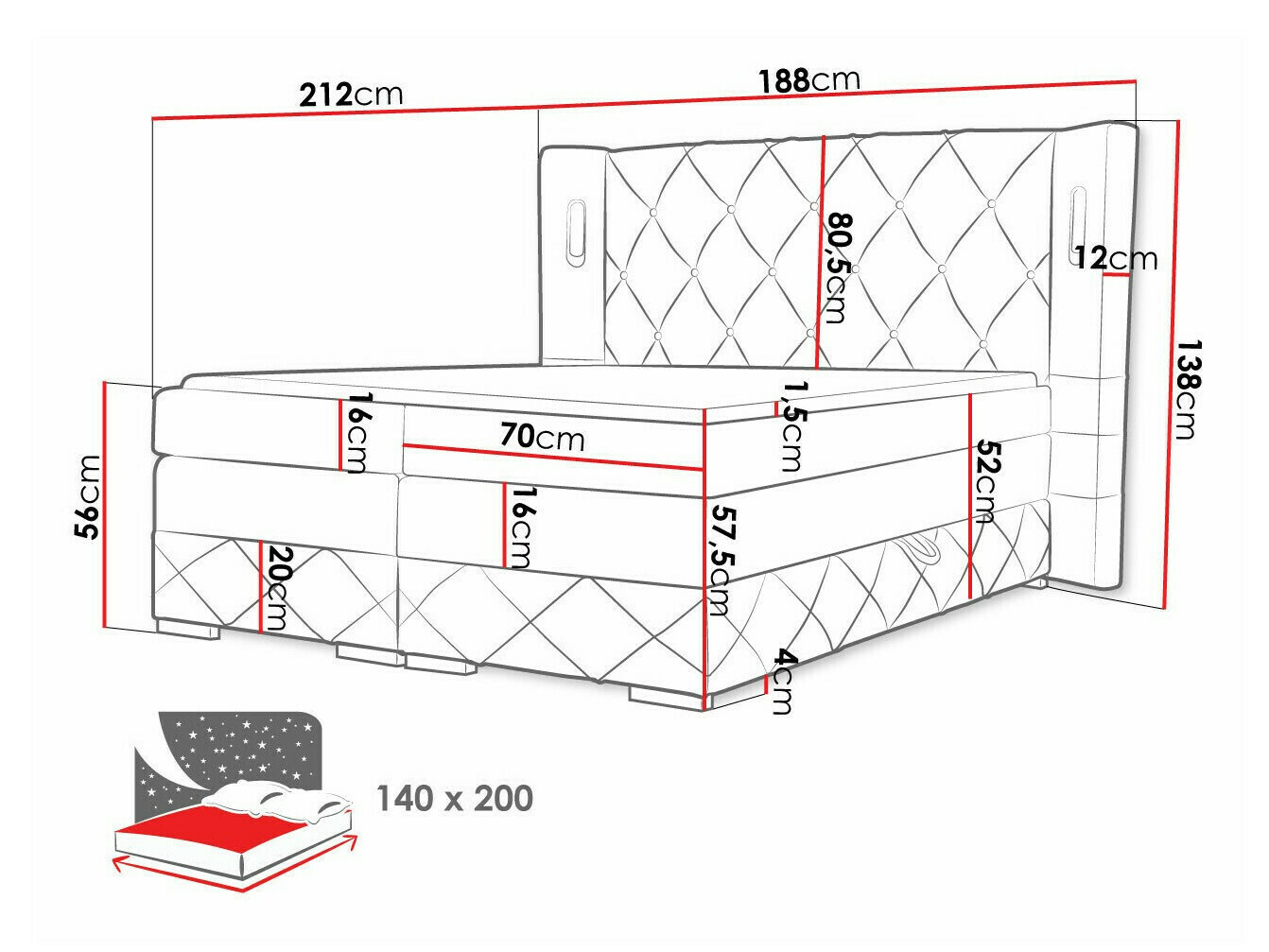 Boxspring Baltimore 187 (Kameleon 59)