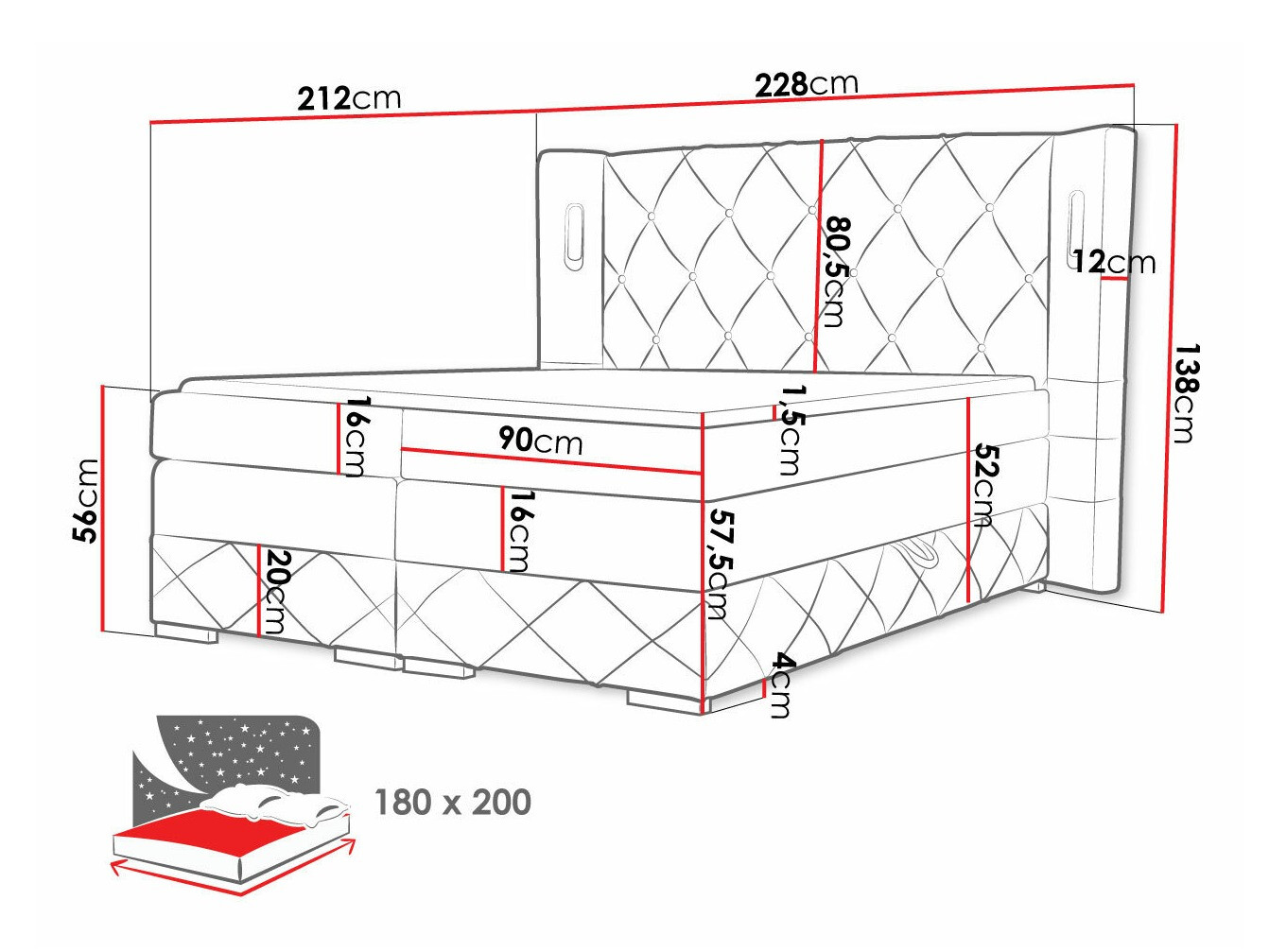 Boxspring Baltimore 187 (Kameleon 84)