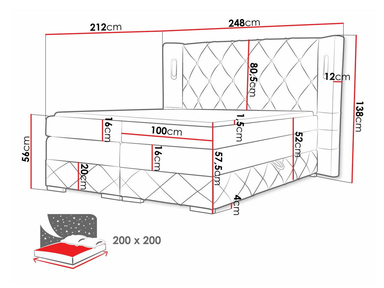 Boxspring Baltimore 187 (Kameleon 84)
