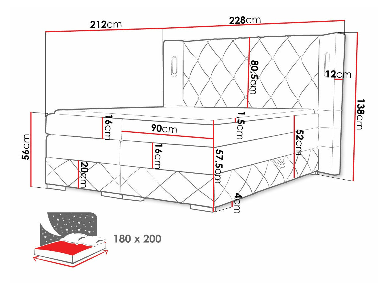 Boxspring Baltimore 187 (Kameleon 92)