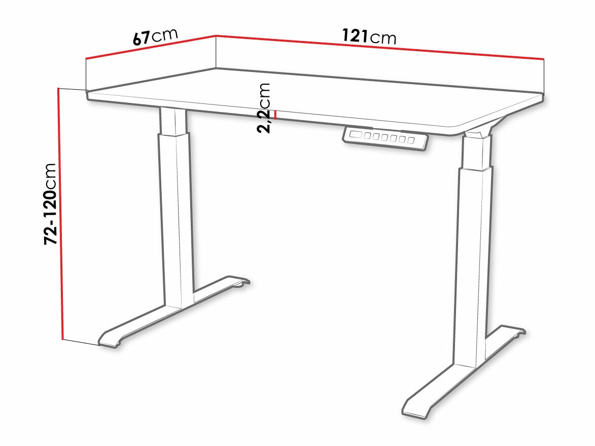 In hoogte verstelbaar bureau Charlotte 194 (Zwart)