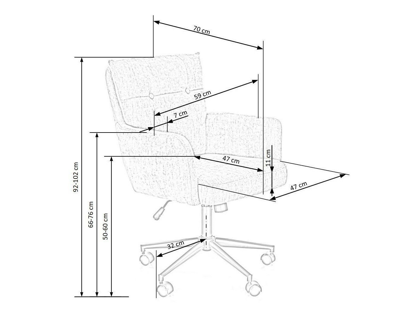 Bureaustoel Houston 1262 (Lichtgrijs)