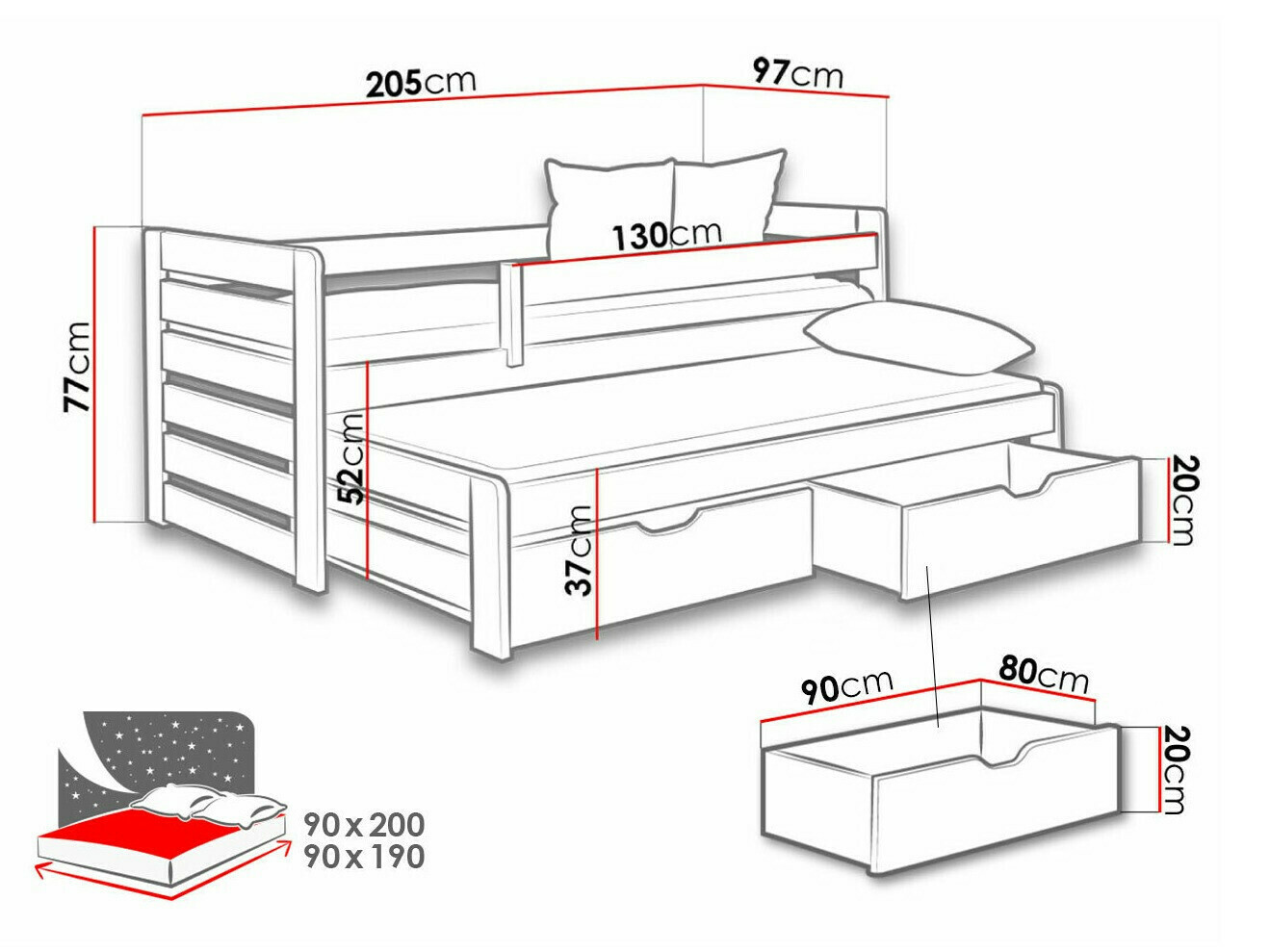 Bed Henderson 128 (Grenen)