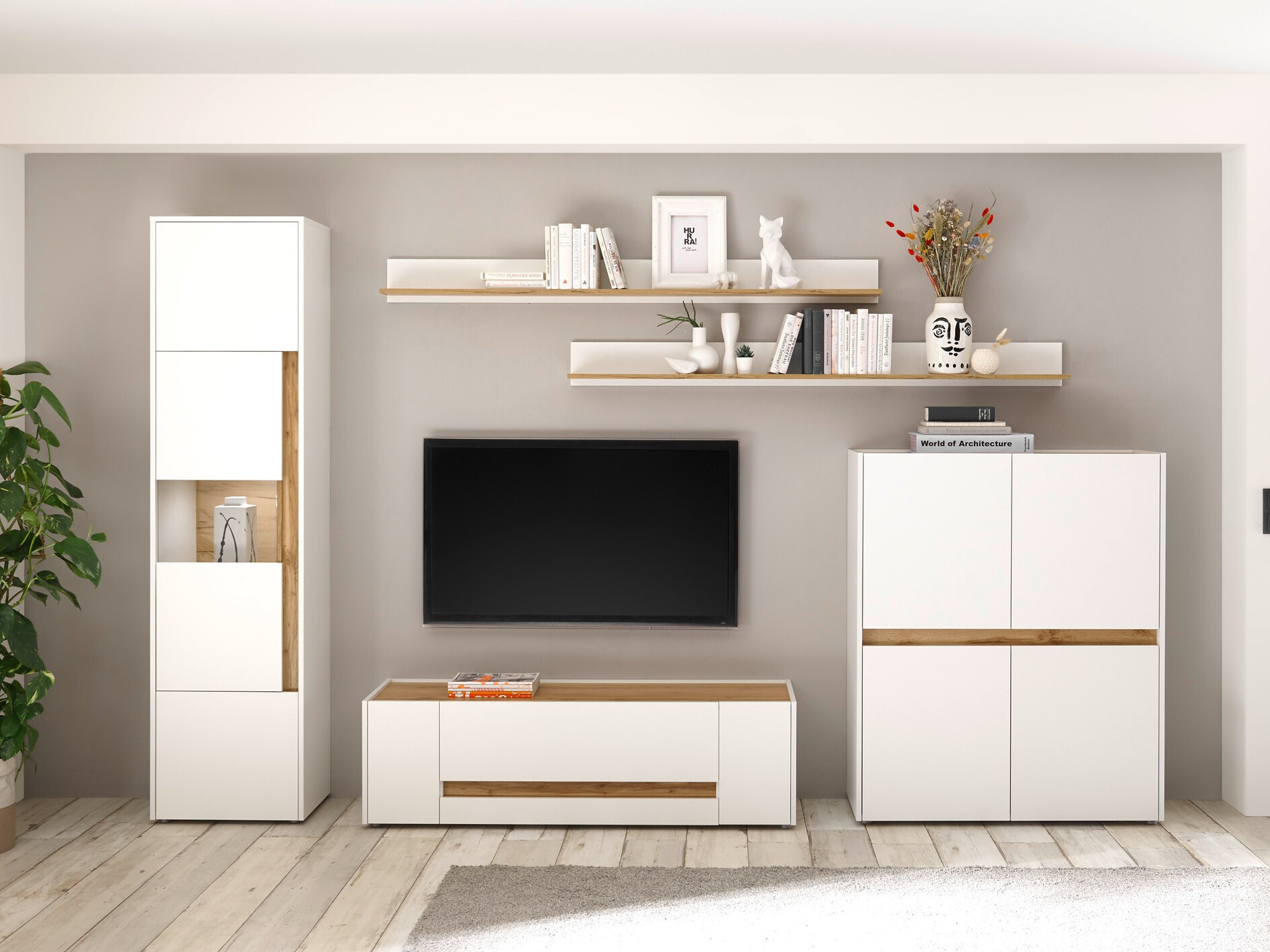 Dressoir Elbsori 111 (Wit + Wotan eik)