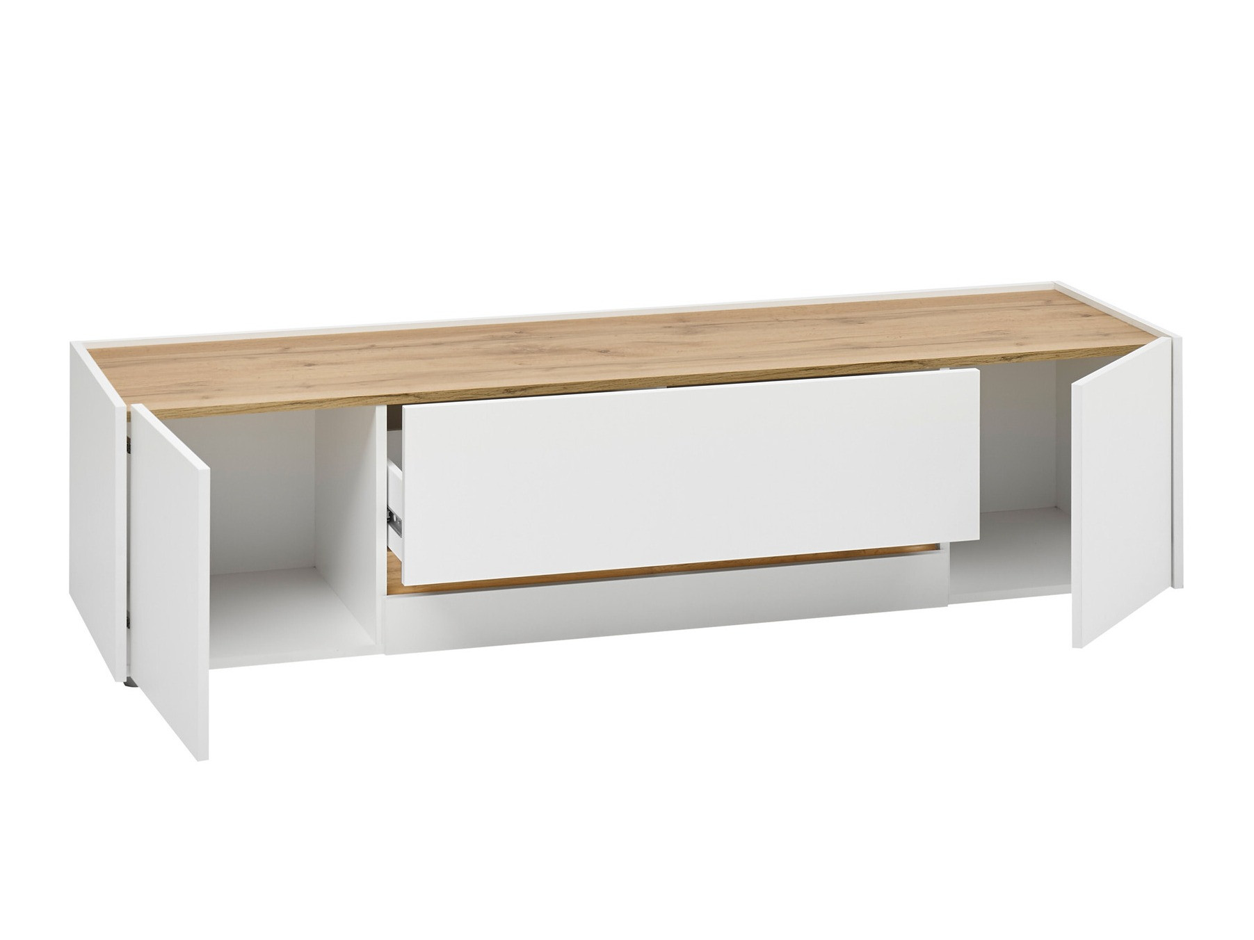 TV-meubel Elbsori 115 (Wit + Wotan eik)