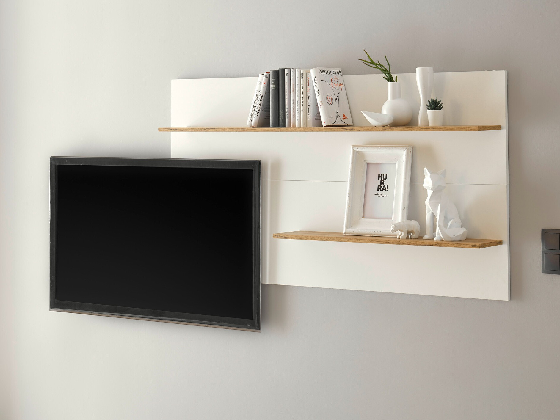 Wandplank Elbsori 112 (Wit + Wotan eik)