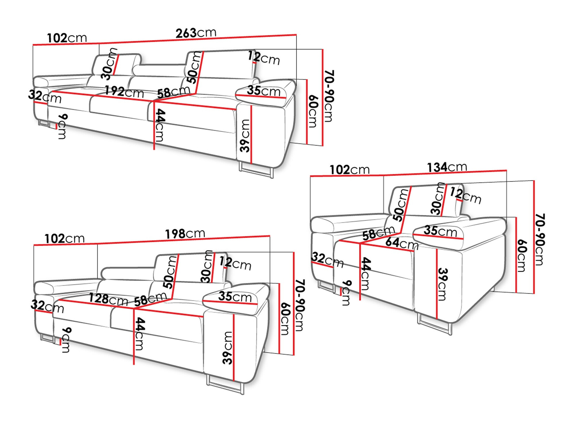 Gestoffeerde meubelset Comfivo Eliferu 107 (Manila 16)