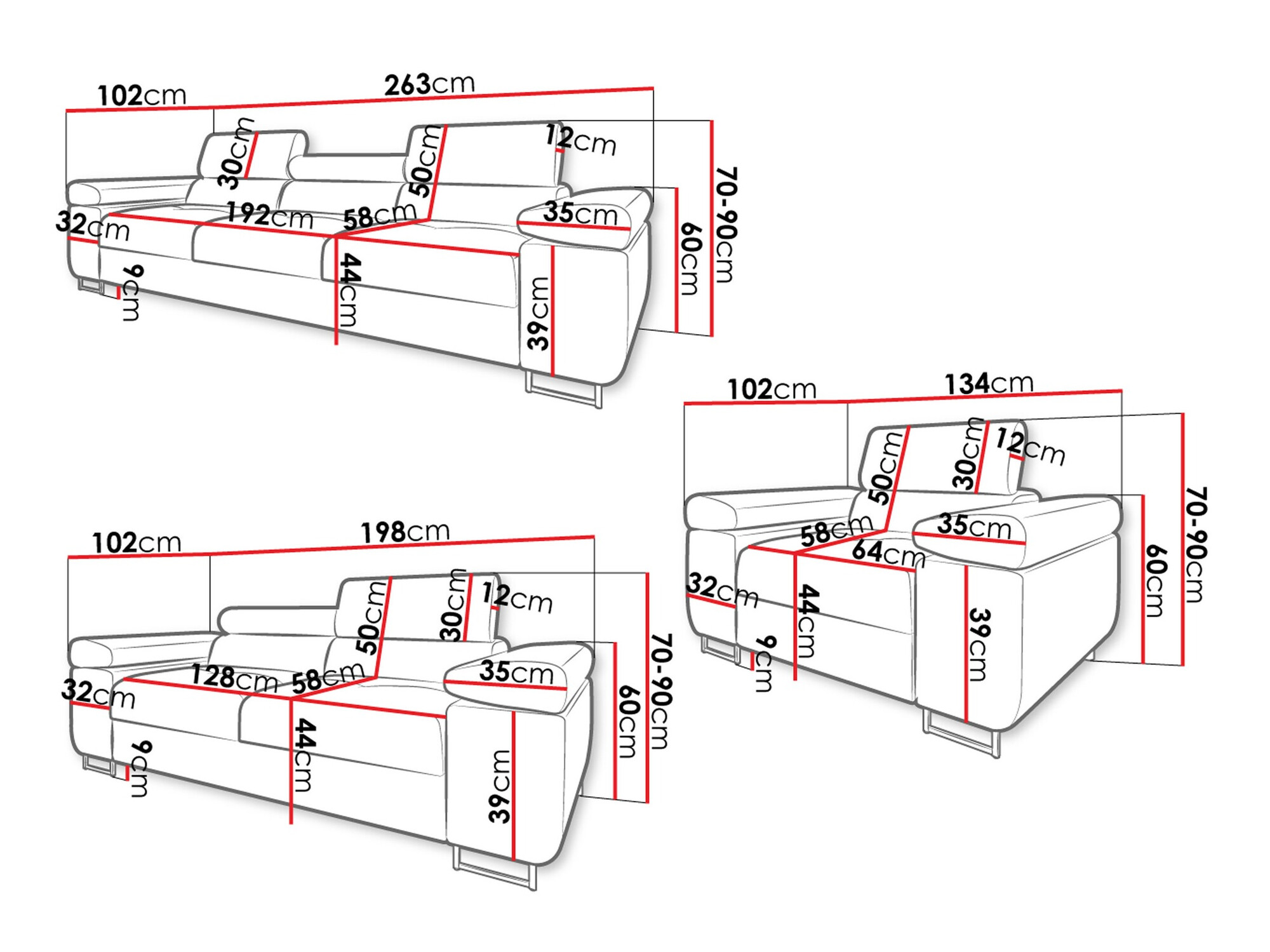 Gestoffeerde meubelset Comfivo Eliferu 107 (Poso 14)