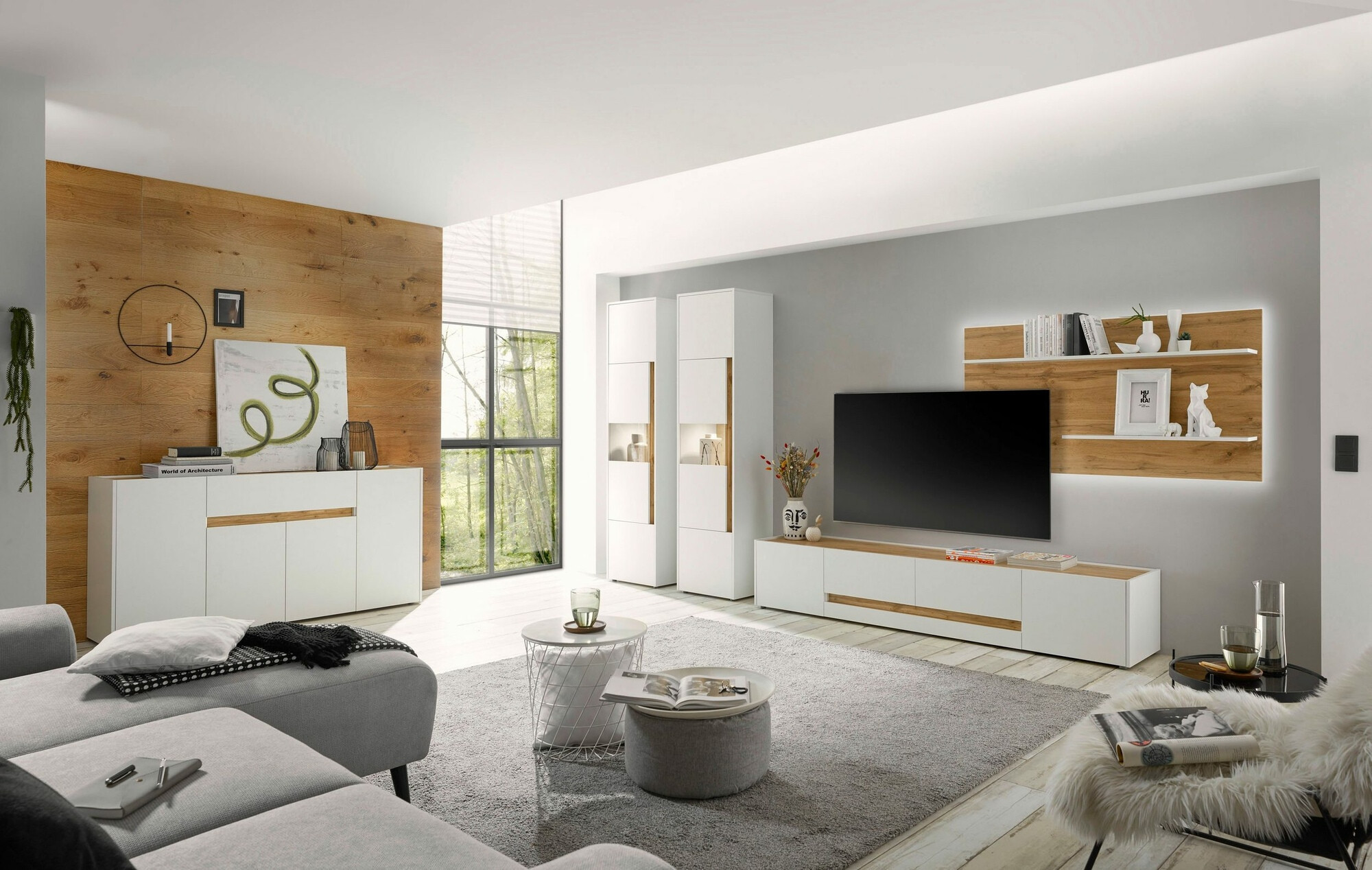 Ladekast Elbsori 118 (Wit + Wotan eik)