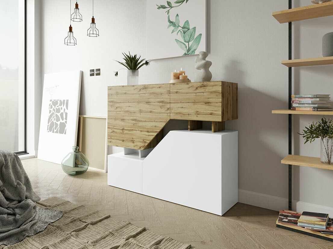 Dressoir Comfivo Daldune 101 (Wotan eik + Wit)