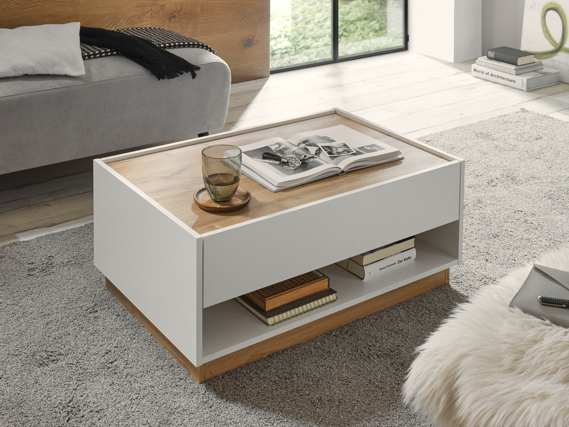 Salontafel Elbsori 123 (Wit + Wotan eik)