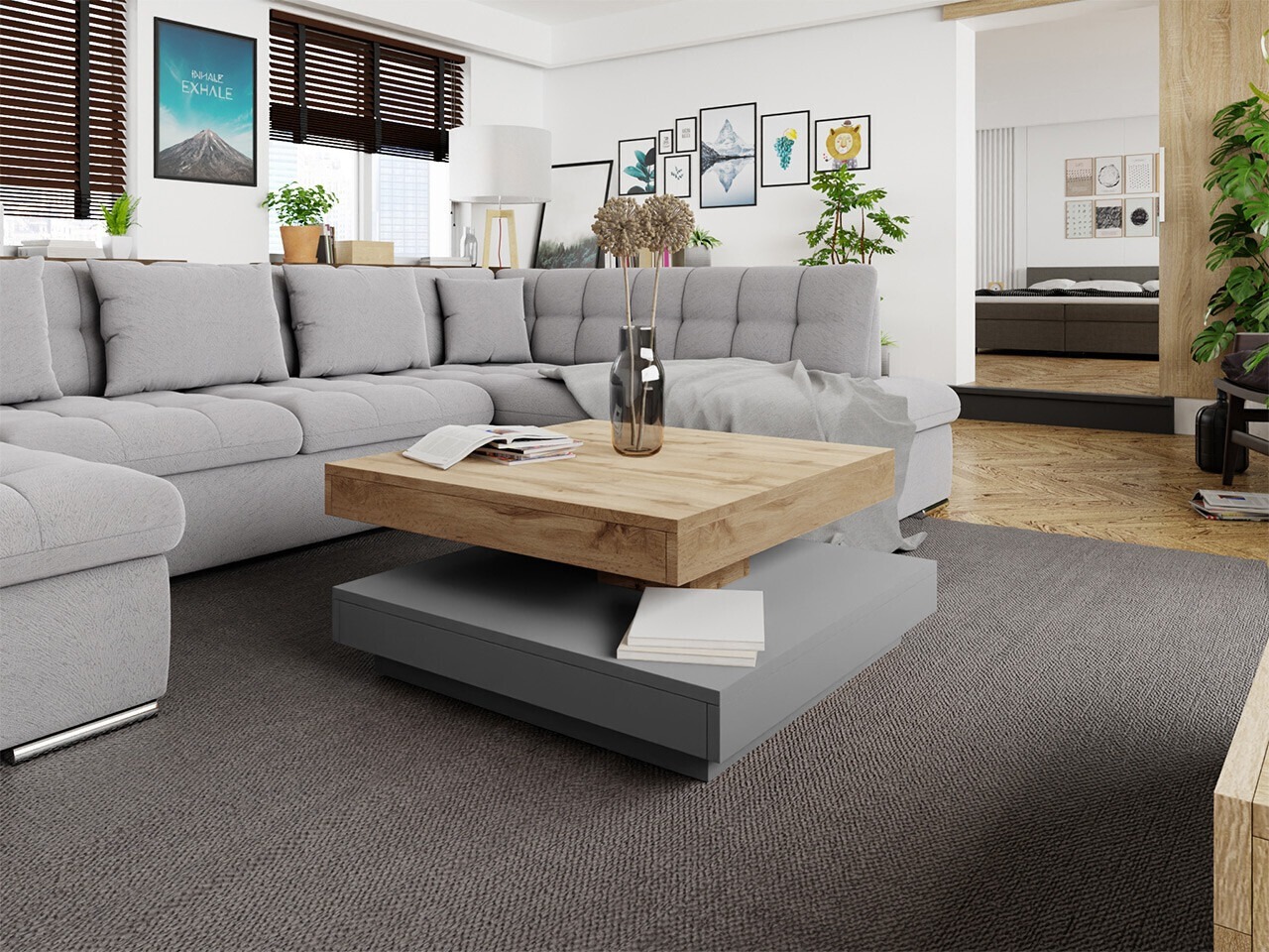 Salontafel transformator Comfivo 385 (Grafiet + Wotan eik)