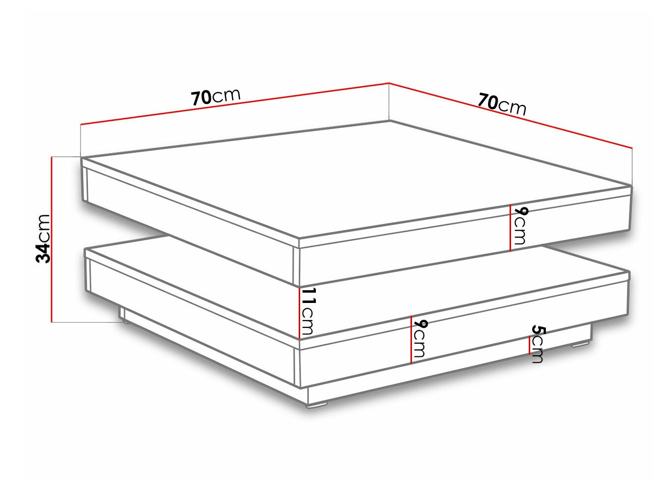 Transformeerbare salontafel Comfivo 385 (Wotan eik + Wit)