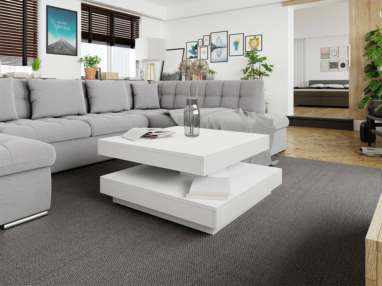 Transformeerbare salontafel Comfivo Pisces (Wit)