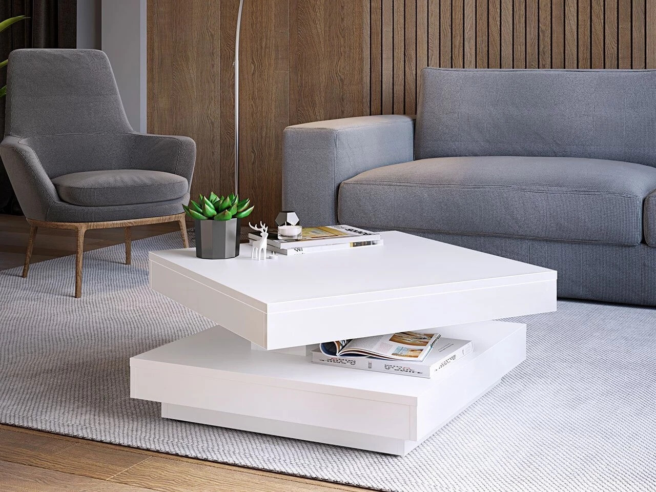 Transformeerbare salontafel Comfivo Pisces (Wit)