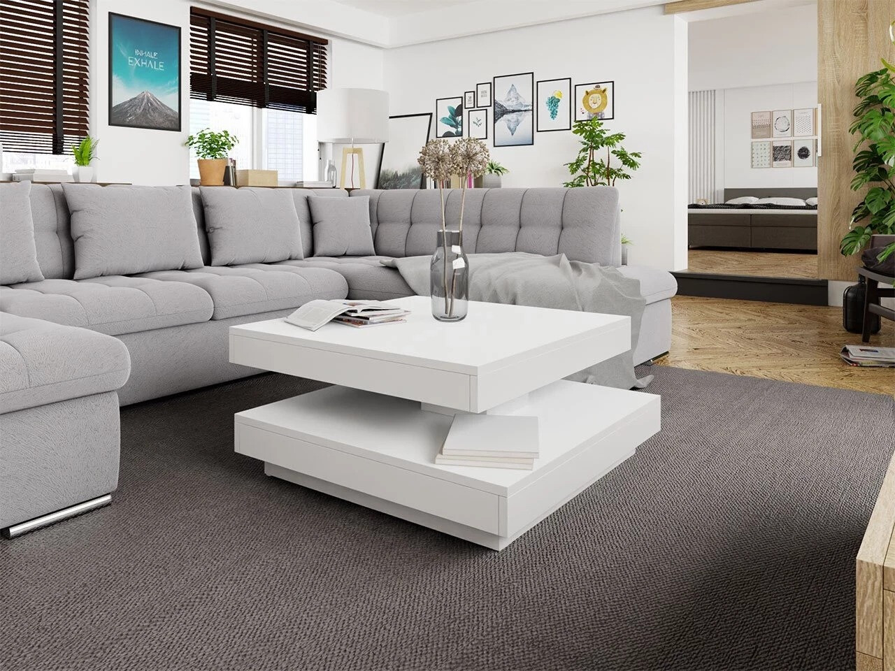 Transformeerbare salontafel Comfivo Pisces (Wit)