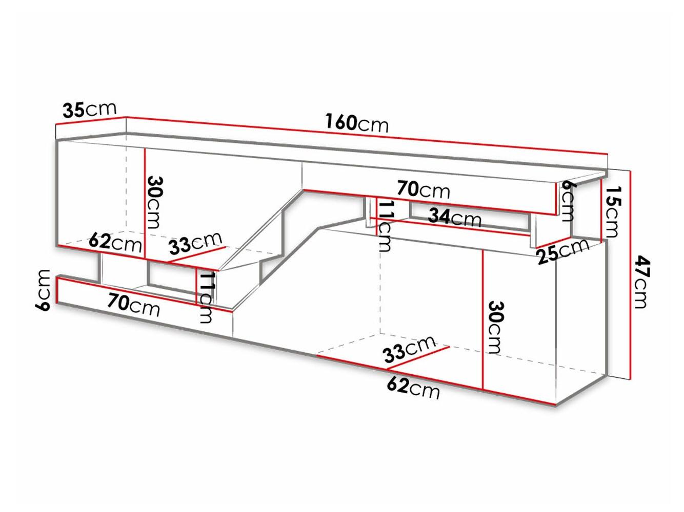 TV-meubel Comfivo Daldune 100 (Wit + Wotan eik)