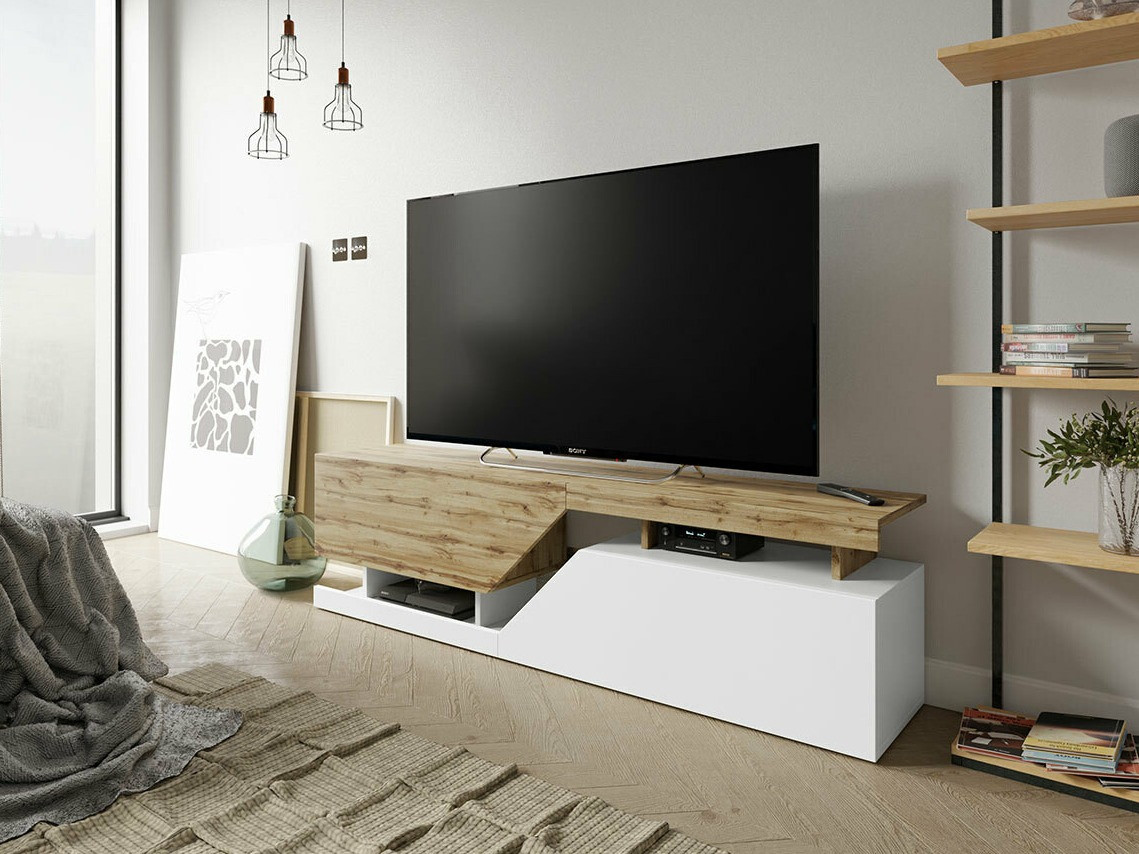 TV-meubel Comfivo Daldune (Wotan eik + Wit)