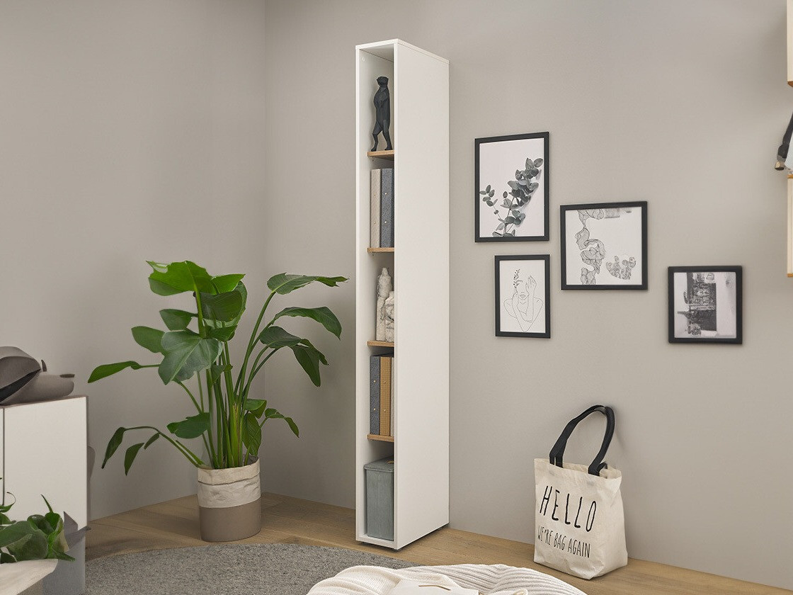 Boekenkast Elbsori 105 (Wit + Wotan eik)