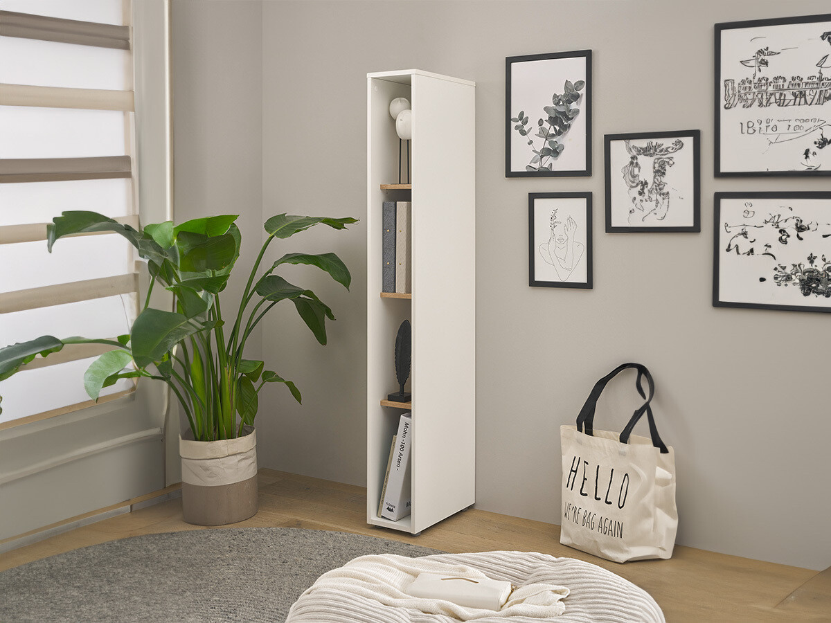 Boekenkast Elbsori 106 (Wit + Wotan eik)